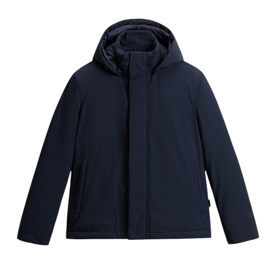 Giacca da uomo in nylon elasticizzato imbottita con cappuccio rimovibile Woolrich | CFWOOU09293989